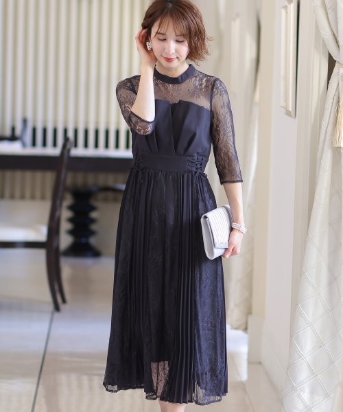 ビスチェデザインプリーツレイヤードワンピース 