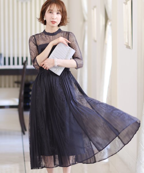 ビスチェデザインプリーツレイヤードワンピース 