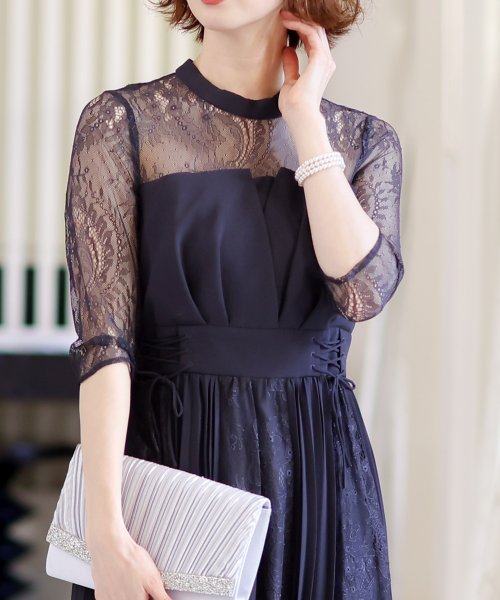 ビスチェデザインプリーツレイヤードワンピース 