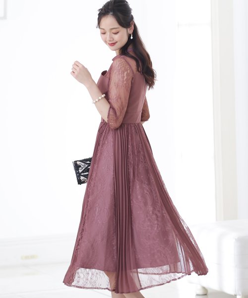 ビスチェデザインプリーツレイヤードワンピース 