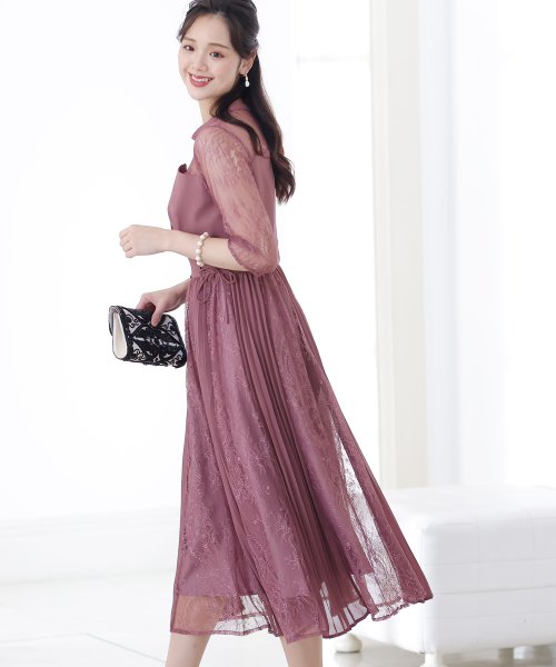 ビスチェデザインプリーツレイヤードワンピース 