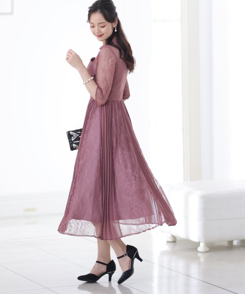 ビスチェデザインプリーツレイヤードワンピース 