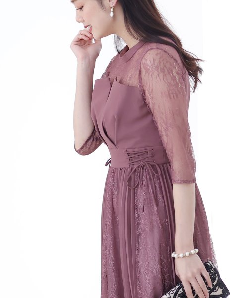 ビスチェデザインプリーツレイヤードワンピース 