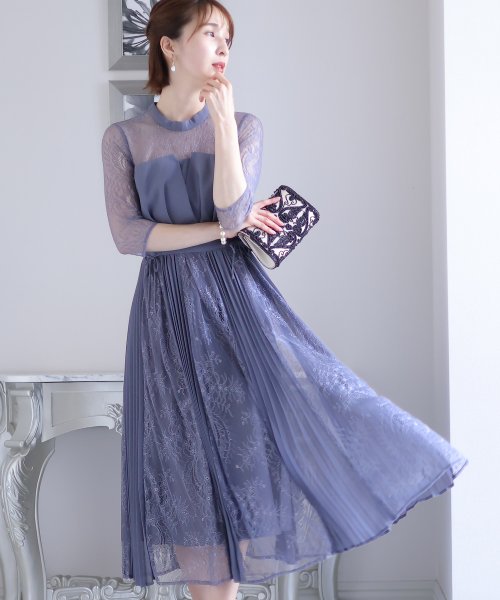 ビスチェデザインプリーツレイヤードワンピース 