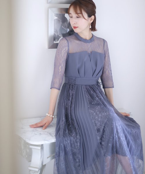 ビスチェデザインプリーツレイヤードワンピース 