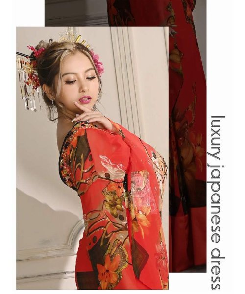 流遊 花魁 着物ドレス キャバドレス 花柄 和装 木村有希