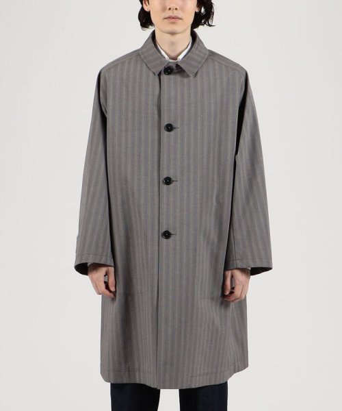 シルクコットンボンディング ヘリンボーン ステンカラーコート 