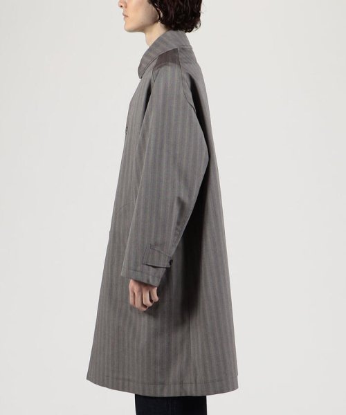 シルクコットンボンディング ヘリンボーン ステンカラーコート 