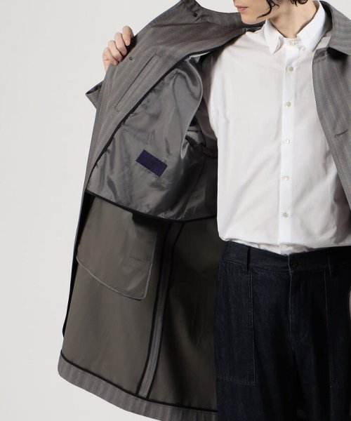 シルクコットンボンディング ヘリンボーン ステンカラーコート 