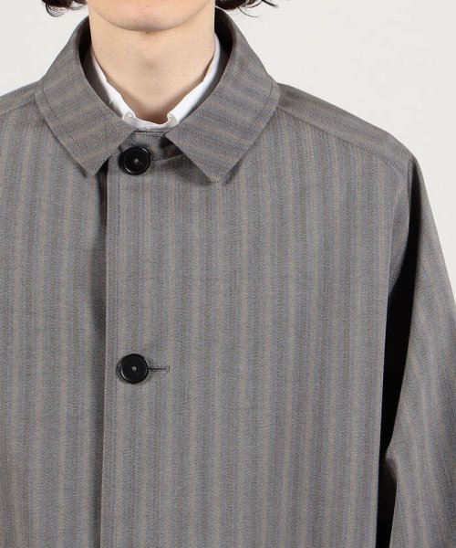 シルクコットンボンディング ヘリンボーン ステンカラーコート 