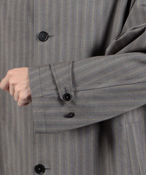 シルクコットンボンディング ヘリンボーン ステンカラーコート 