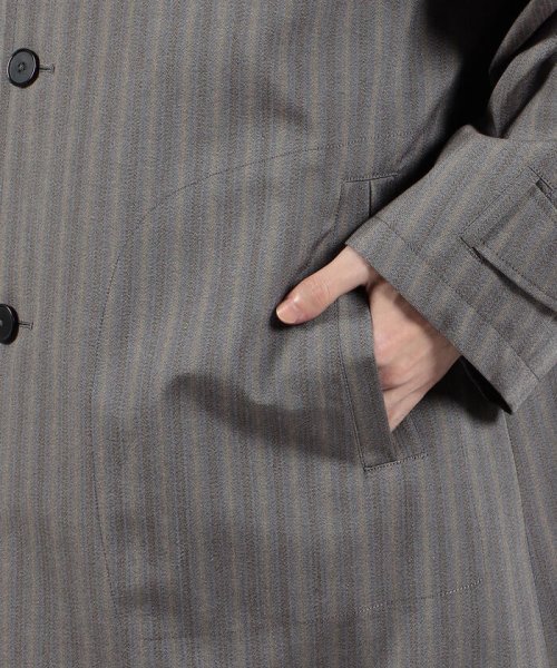 シルクコットンボンディング ヘリンボーン ステンカラーコート 