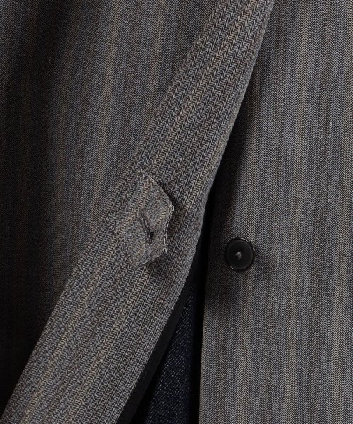 シルクコットンボンディング ヘリンボーン ステンカラーコート 