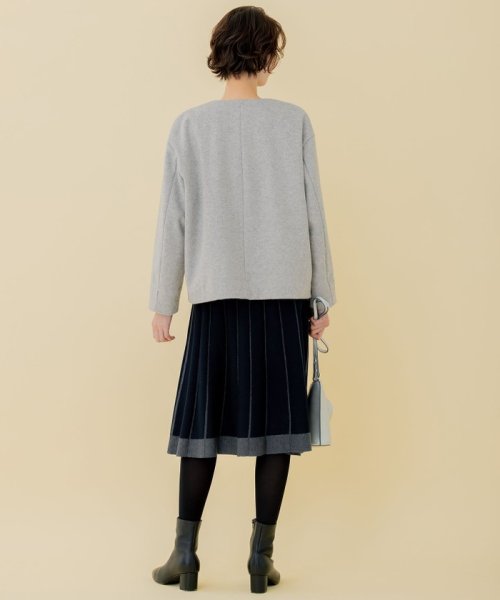 【WEB限定】ブラッシュドビーバー ショート丈ノーカラーコート 