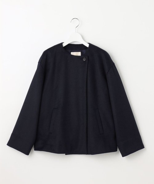 【WEB限定】ブラッシュドビーバー ショート丈ノーカラーコート 