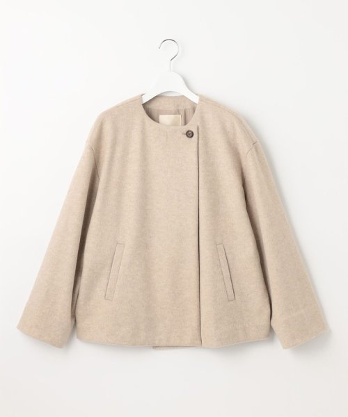 【WEB限定】ブラッシュドビーバー ショート丈ノーカラーコート 