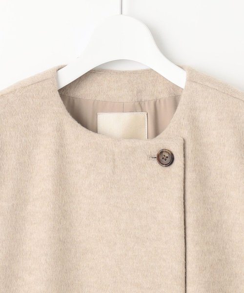 【WEB限定】ブラッシュドビーバー ショート丈ノーカラーコート 