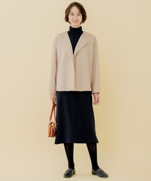 【WEB限定】ブラッシュドビーバー ショート丈ノーカラーコート 【Oggi4月号掲載】LIMONTA メモリータフタ コート H1370876371(10505円)
