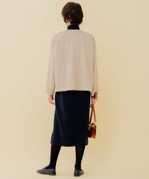 【WEB限定】ブラッシュドビーバー ショート丈ノーカラーコート 【Oggi4月号掲載】LIMONTA メモリータフタ コート H1370876371(10505円)