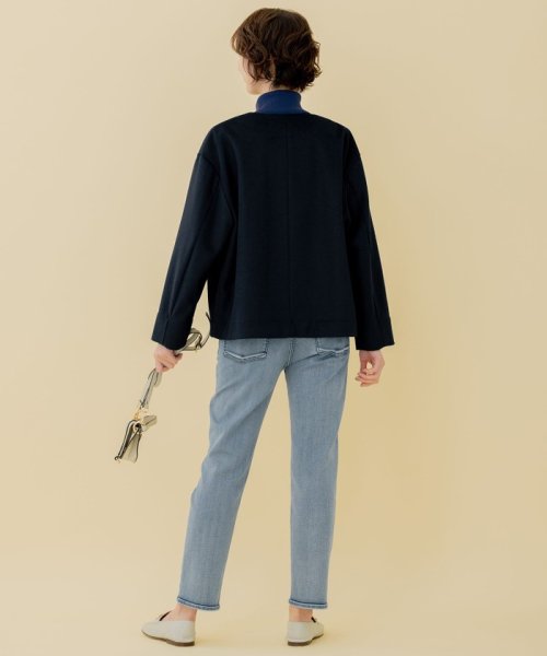 【WEB限定】ブラッシュドビーバー ショート丈ノーカラーコート 【Oggi4月号掲載】LIMONTA メモリータフタ コート H1370876371(10505円)