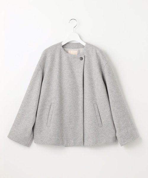 【WEB限定】ブラッシュドビーバー ショート丈ノーカラーコート 【Oggi4月号掲載】LIMONTA メモリータフタ コート H1370876371(10505円)