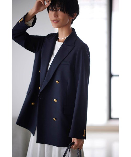 ミラオーウェン 22SS 金釦サマーツイードジャケット ノーカラー 総裏地  