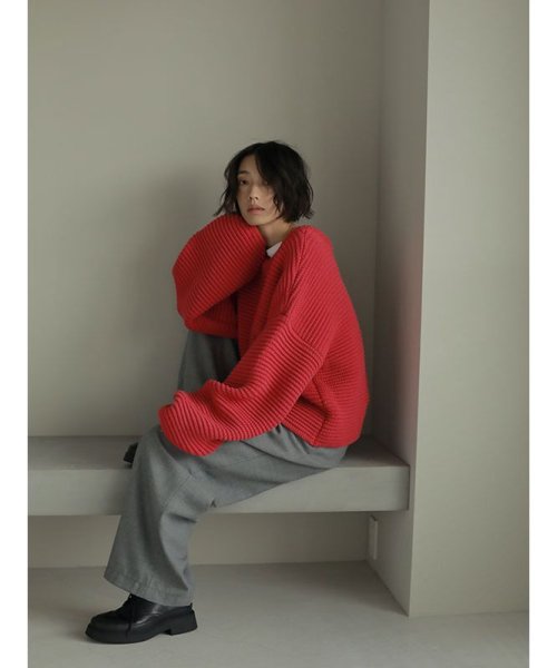 リングネックBOXニットプルオーバー 