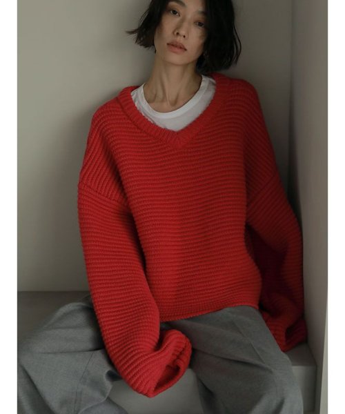 リングネックBOXニットプルオーバー 