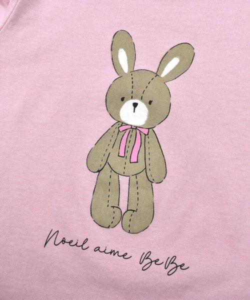 Noeil aime BeBe(ノイユ　エーム　べべ)/アニマル ウサギ  ぬいぐるみ プリント 裾 スカラップ Tシャツ (80~13/img16