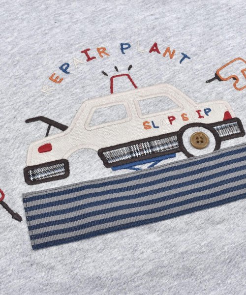 SLAP SLIP(スラップスリップ)/【 お揃い 】 はたらくくるま 乗り物 パッチ 刺繍 グレンチェック Tシャツ /img12