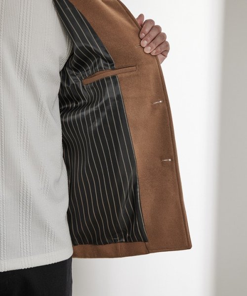 【EFFORTLESS】中空糸メルトンスタンドカラーブルゾン 