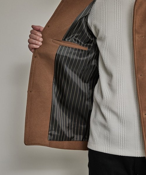 【EFFORTLESS】中空糸メルトンスタンドカラーブルゾン 