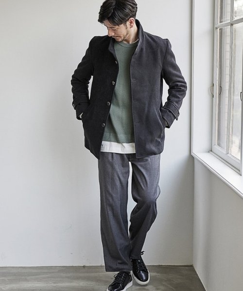 【EFFORTLESS】中空糸メルトンスタンドカラーブルゾン 