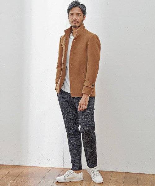 【EFFORTLESS】中空糸メルトンスタンドカラーブルゾン 