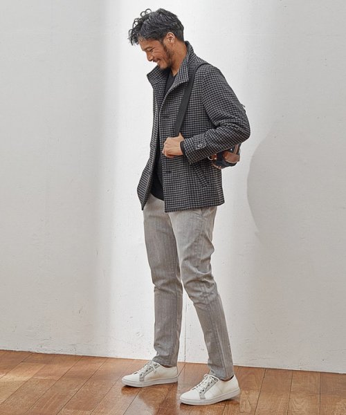 【EFFORTLESS】中空糸メルトンスタンドカラーブルゾン 