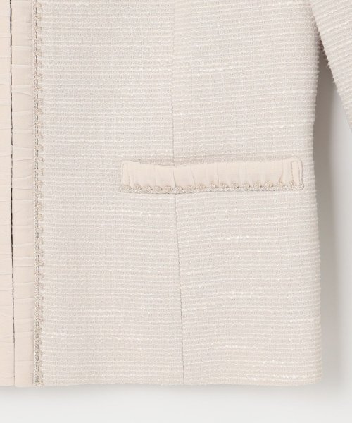 【セットアップ対応】リップルボーダー ノーカラー ジャケット 