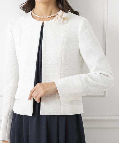 セレモニースーツ/卒業式/入学式/ノーカラーツイードジャケット  