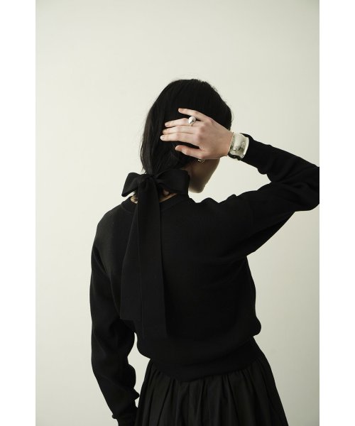 CLANE(クラネ)/W FACE NECK RIBBON KNIT TOPS/img03