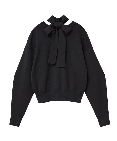 CLANE(クラネ)/W FACE NECK RIBBON KNIT TOPS/img06