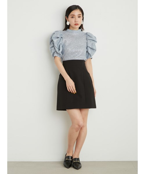 予約販売 新品未使用 リリーブラウン スパンコールパフスリーブ