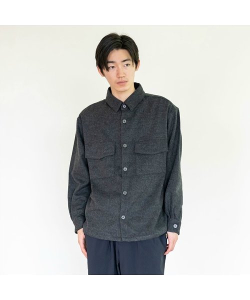 BRICK＆SONS(BRICK＆SONS)/ウールカシミヤナイロン リラックスCPOシャツ＜チャコールグレー＞/img03