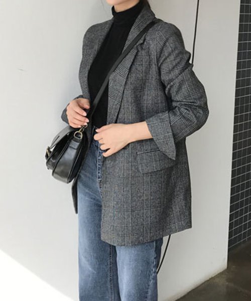 SEU(エスイイユウ)/グレインチェックテーラードジャケット 韓国ファッション SEU/img02