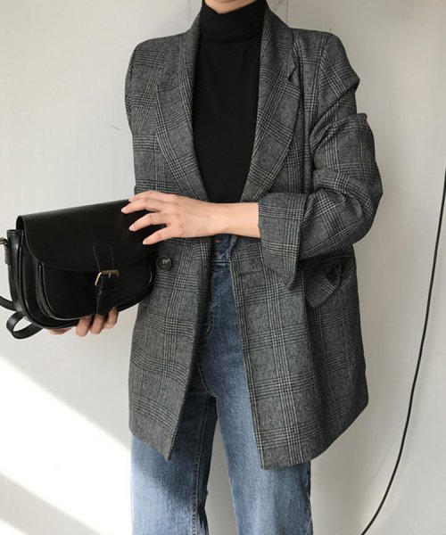 SEU(エスイイユウ)/グレインチェックテーラードジャケット 韓国ファッション SEU/img18
