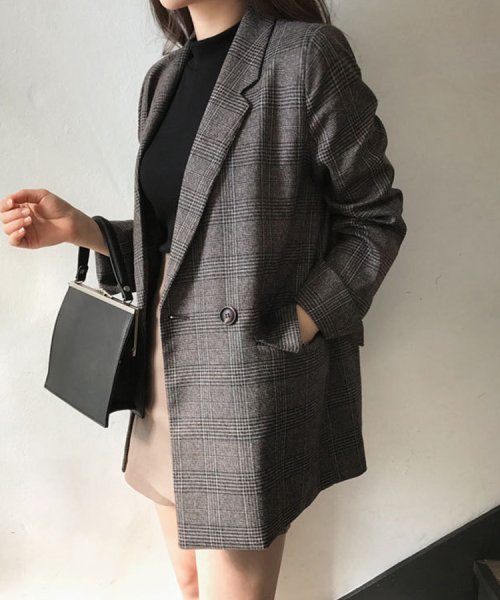 SEU(エスイイユウ)/グレインチェックテーラードジャケット 韓国ファッション SEU/img23