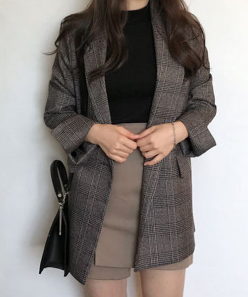 SEU(エスイイユウ)/グレインチェックテーラードジャケット 韓国ファッション SEU/img26