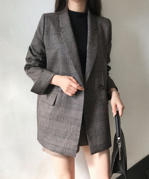 SEU(エスイイユウ)/グレインチェックテーラードジャケット 韓国ファッション SEU/img27