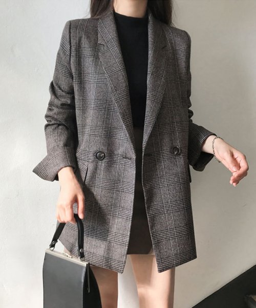 SEU(エスイイユウ)/グレインチェックテーラードジャケット 韓国ファッション SEU/img28