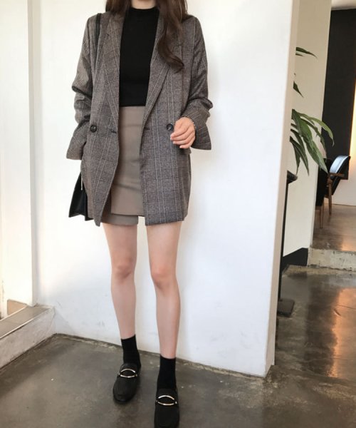 SEU(エスイイユウ)/グレインチェックテーラードジャケット 韓国ファッション SEU/img36