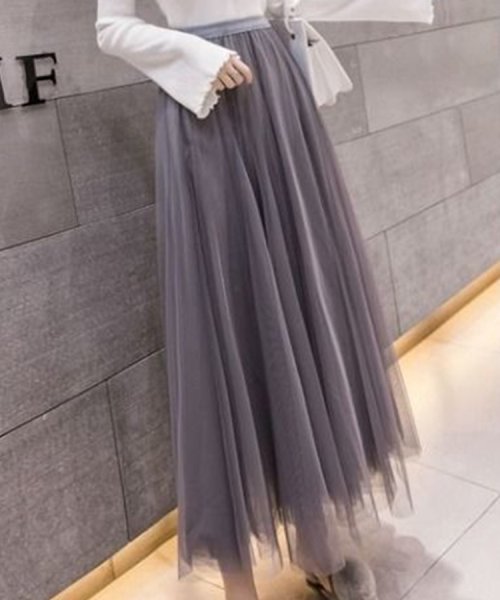 SEU(エスイイユウ)/Aラインロングチュールスカート ハイウエスト ゆったり オールシーズン 韓国ファッション/img13
