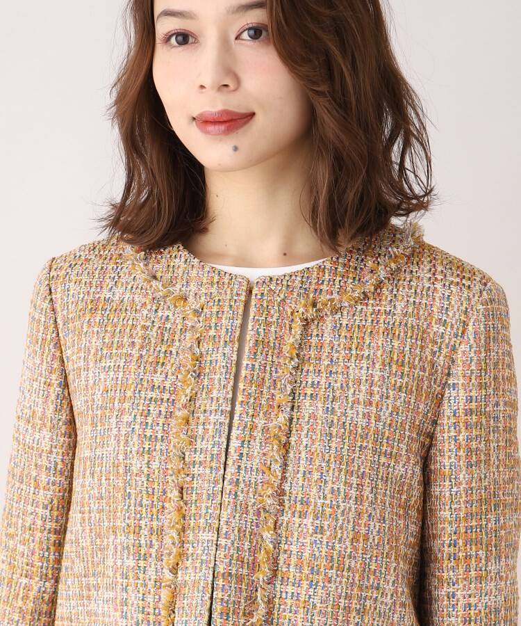 印象のデザイン 【上品華やか】カラフルツイード ノーカラージャケット<SETUP可能> スーツジャケット